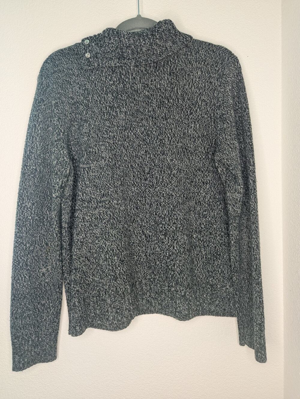 Karen Scott Sport Womens Heathered Gray Sweater M Soft Preppy Cottagecore Button
